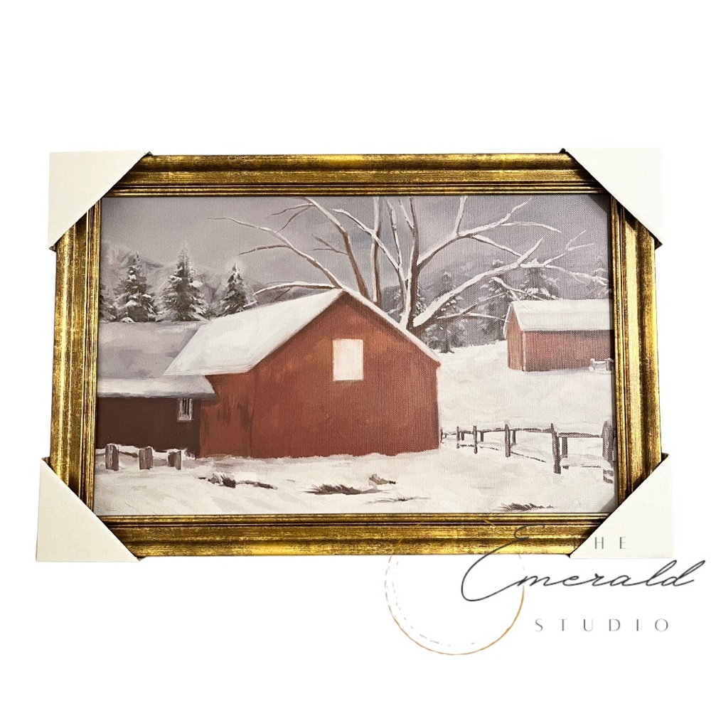 Studio McGee 18" x12" Snow Covered Cottage Framed
Wall Canvas - Threshold - Picture 5 of 5
